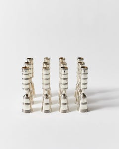Set of Thirty Eight Silver Plated Pilar Candlesticks by Dansk