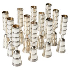 Set of Thirty Eight Silver Plated Pilar Candlesticks by Dansk