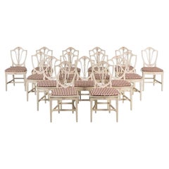 Set of Thirty Painted Georgian Hepplewhite Shield Back Dining Chairs