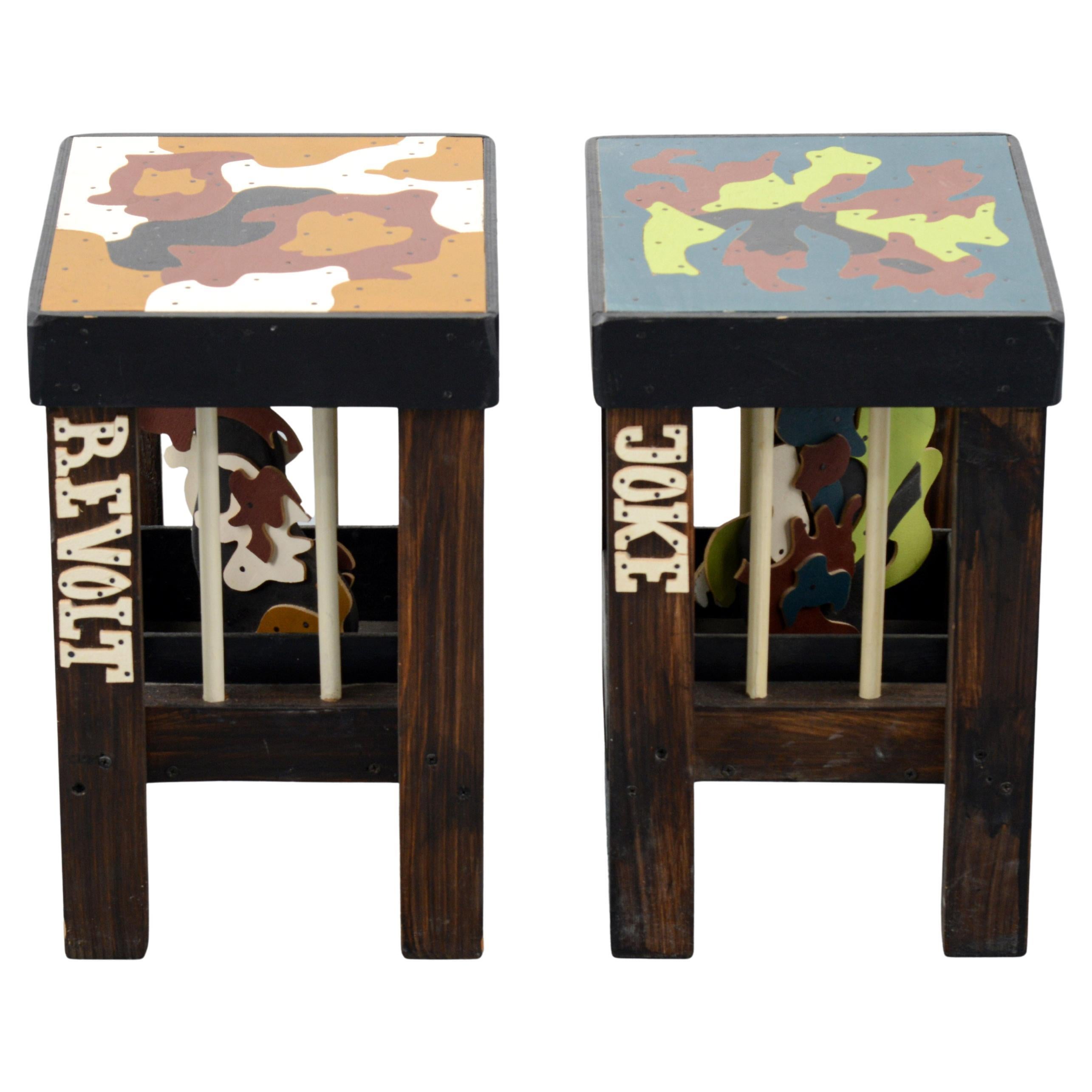 Set of Thorsten Passfeld Stools, "Revolt" & "Joke" For Sale