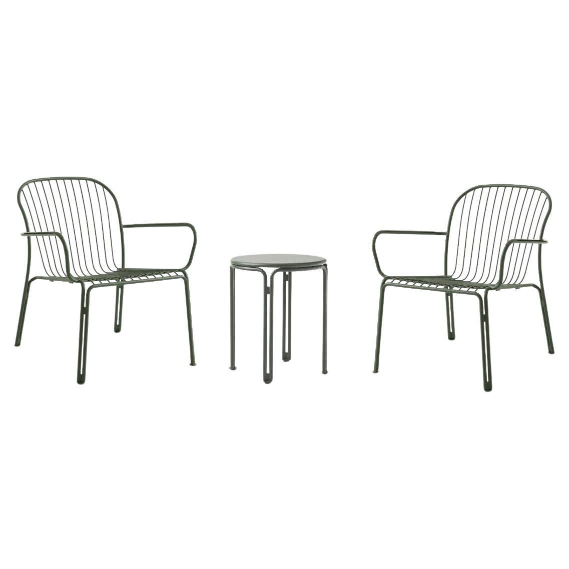 Set of Thorvald 2Outdoor Armchair/1Side Table-BronzeGreen-Space Copenhagen for&T For Sale
