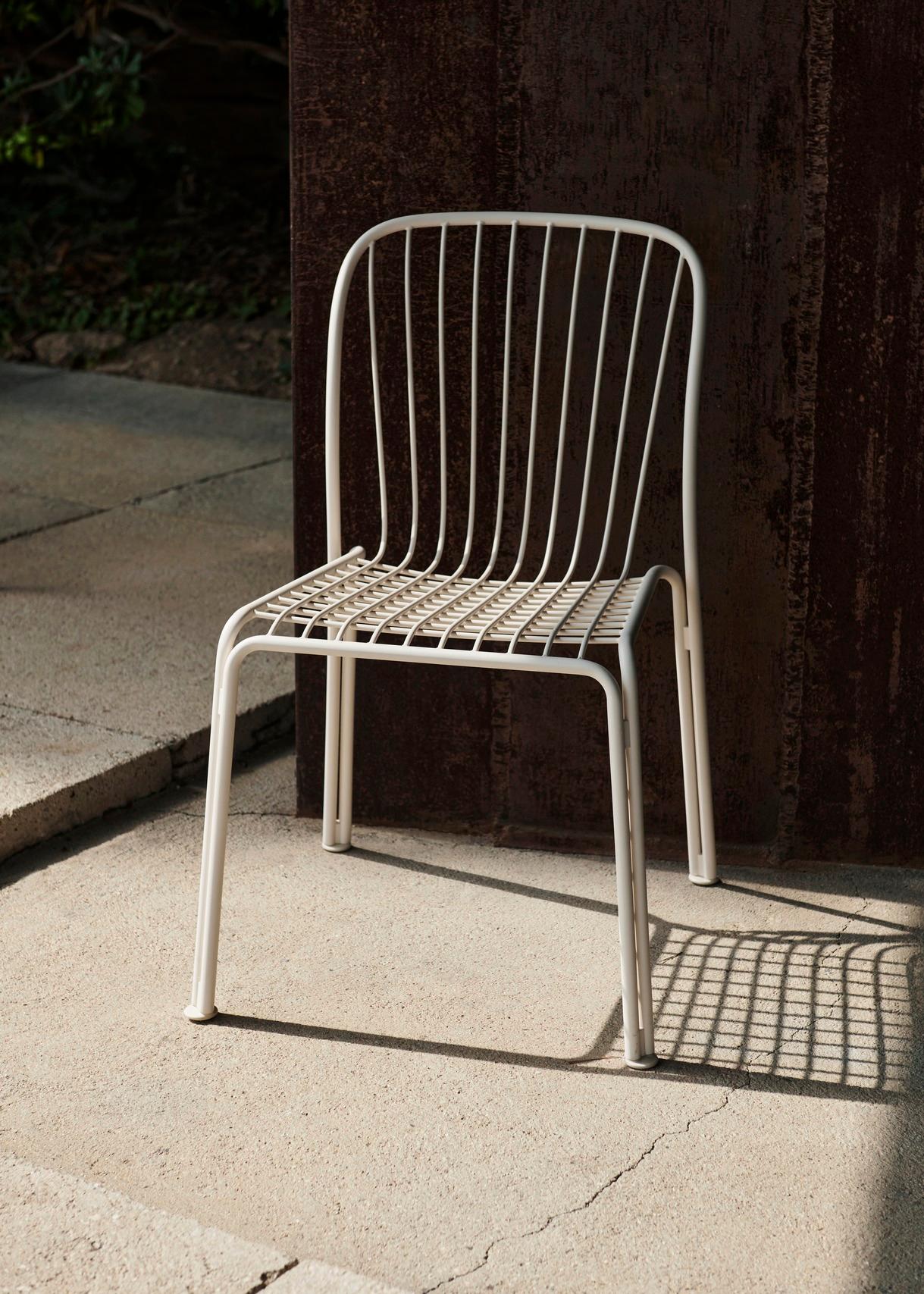 Steel Set of Thorvald Outdoor Side Chairs/Table-Ivory-by Space Copenhagen for &T For Sale