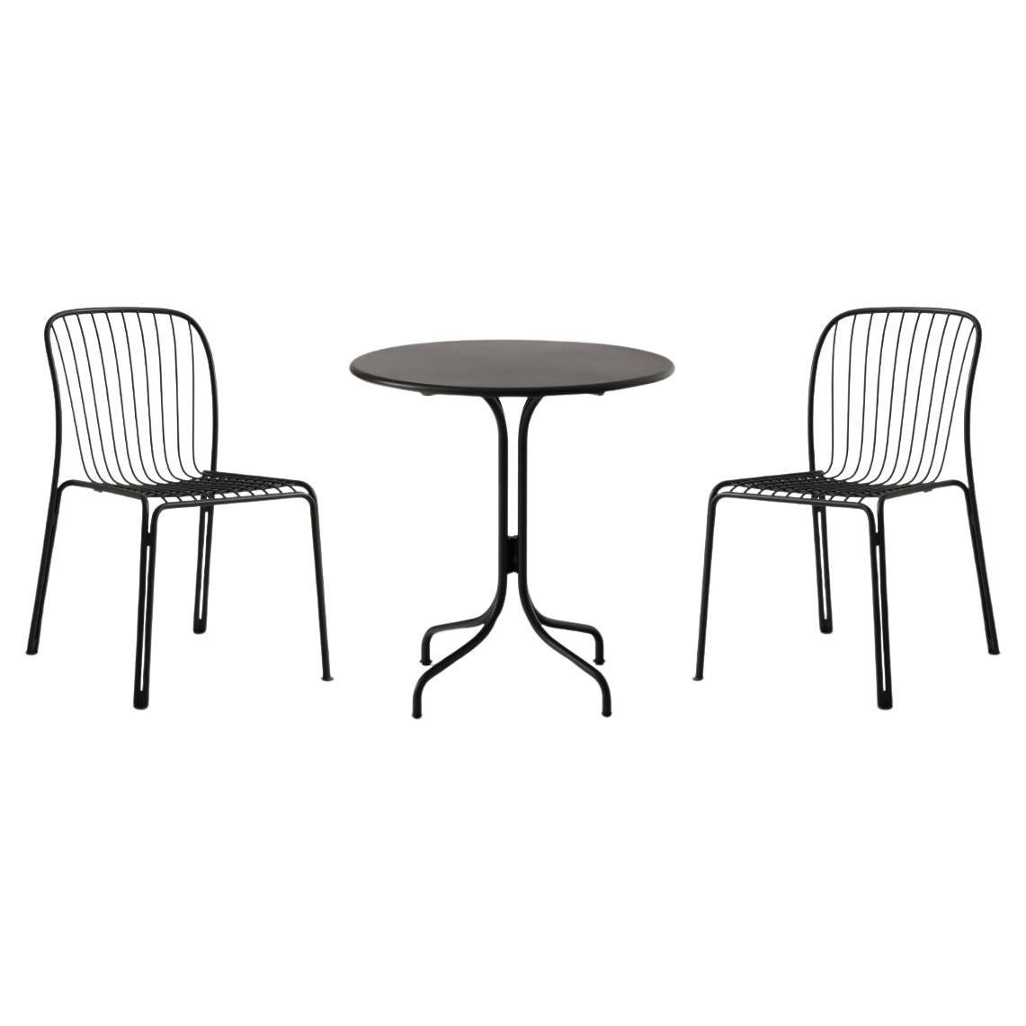 Set of Thorvald Outdoor Side Chairs/Table-Warm Black, by Space Copenhagen for &T