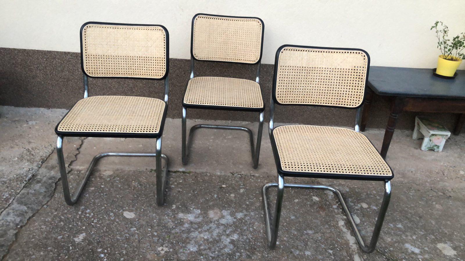 Cane Set Of Thre THONET Cesca Chair By Marcel Breuer Austria 1978 For Sale