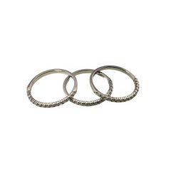 Set of Three 10 Karat White Gold Diamond Bands Ring