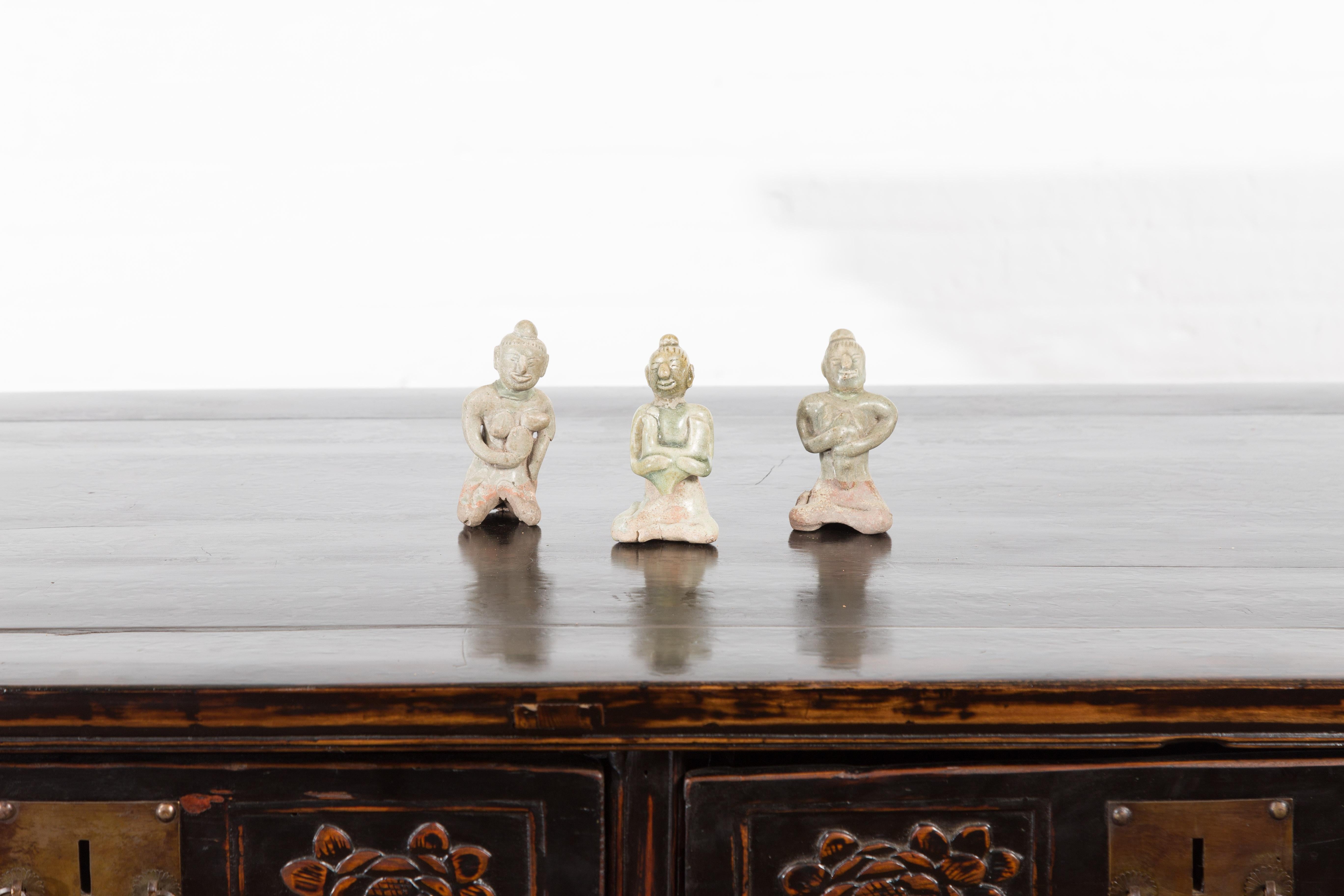 Set of Three 14th or 15th Century Ceramic Fertility Figures from Thailand In Good Condition For Sale In Yonkers, NY