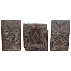 Set of Three 16th Century English Carved Oak Panels