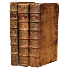 Set of Three 17th Century French Leather Bound Decorative Books Dated 1692-1700