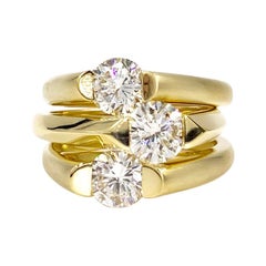 Set of Three 18 Karat Round Diamond Stacking Rings 2.32 Carat Total Weight Set of Three 18 Karat Round Diamond Stacking Rings 2.32 Carat Total Weight