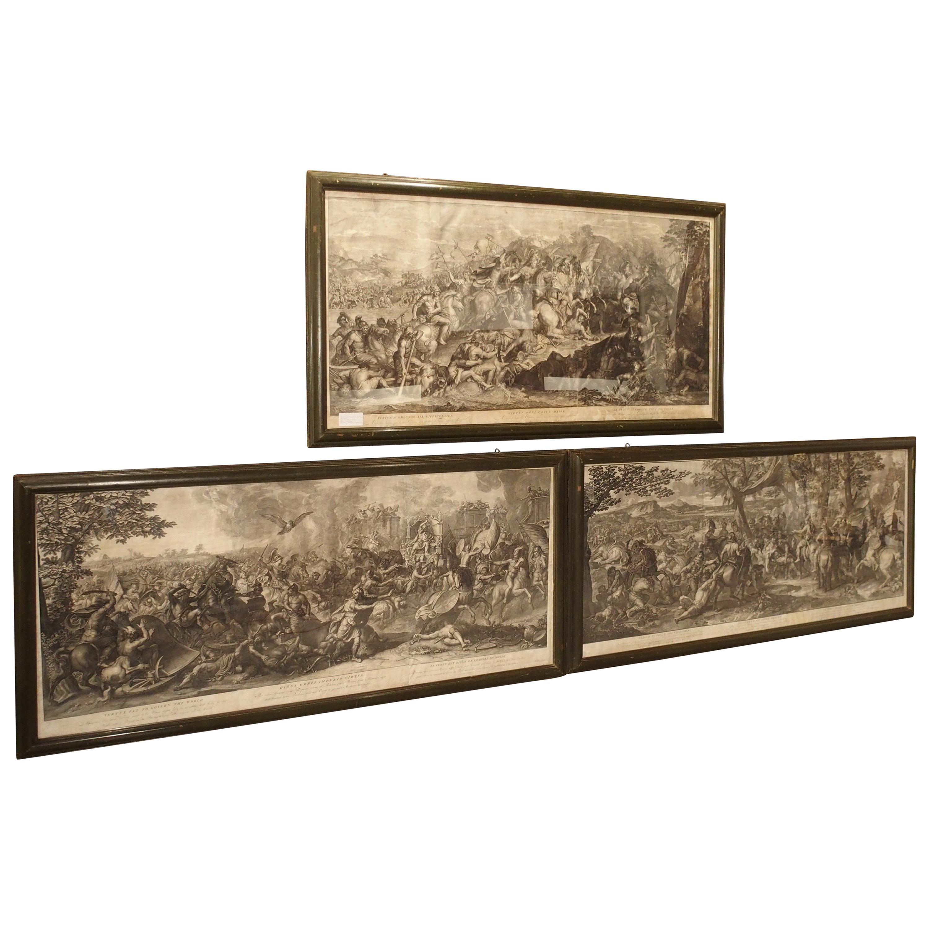 Set of Three 18th Century Engravings The Battles of Alexander the Great