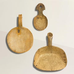Set of Three 18th Century French Cream Skimmers on Custom Wall Mounts