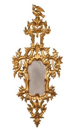 Matching Set of Three 18th Century Elegant French Rococo Carved Giltwood Mirrors