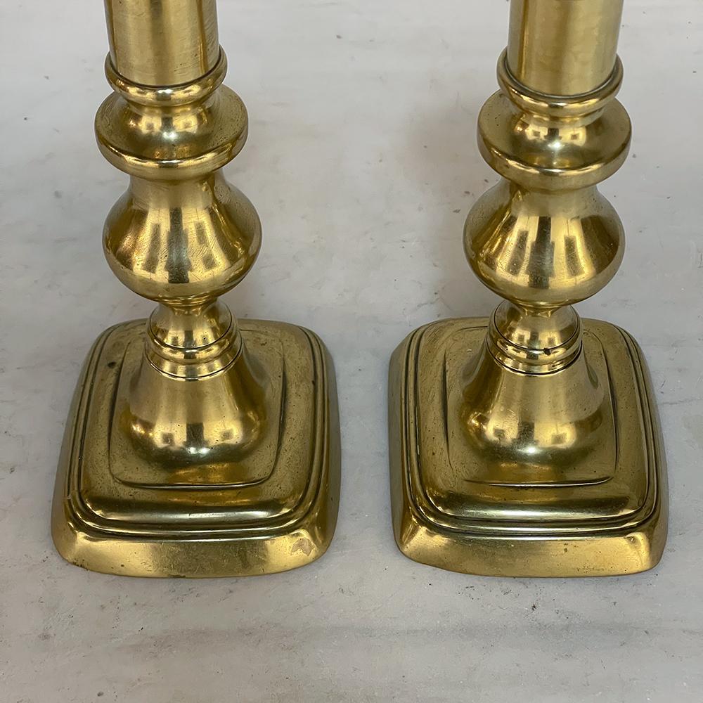 Set of Three 18th Century Hand-Made Brass Candlesticks For Sale 6