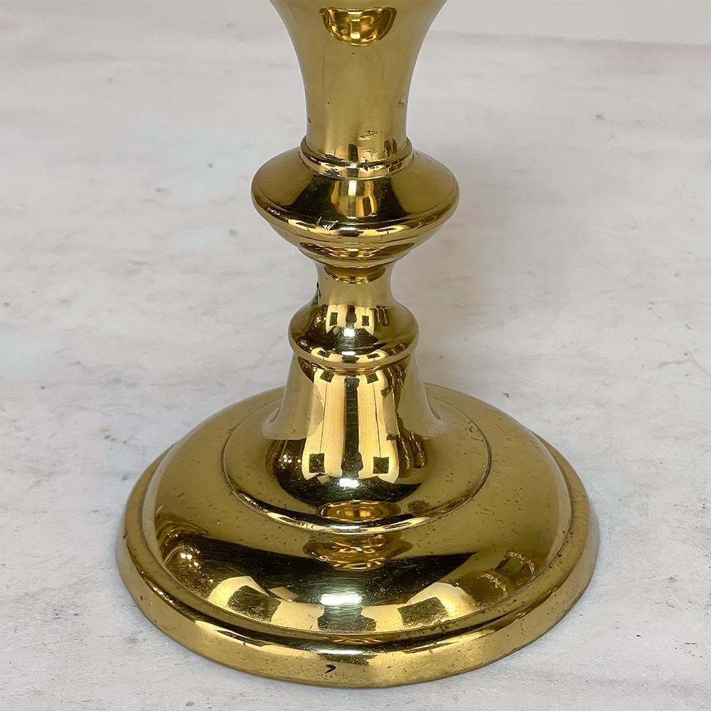 Set of Three 18th Century Hand-Made Brass Candlesticks For Sale 1