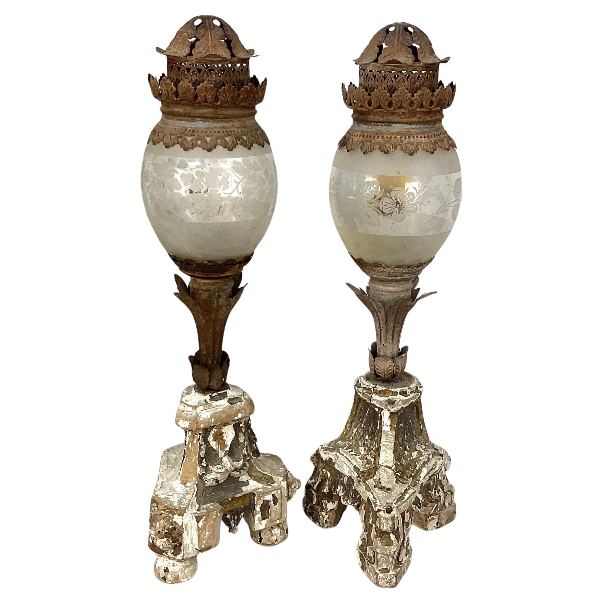 18th Century and Earlier Set Of Three 18th Century Italian Giltwood Lanterns