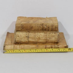 Set of Three 18th Century Weathered Vellum Antique Spanish Books