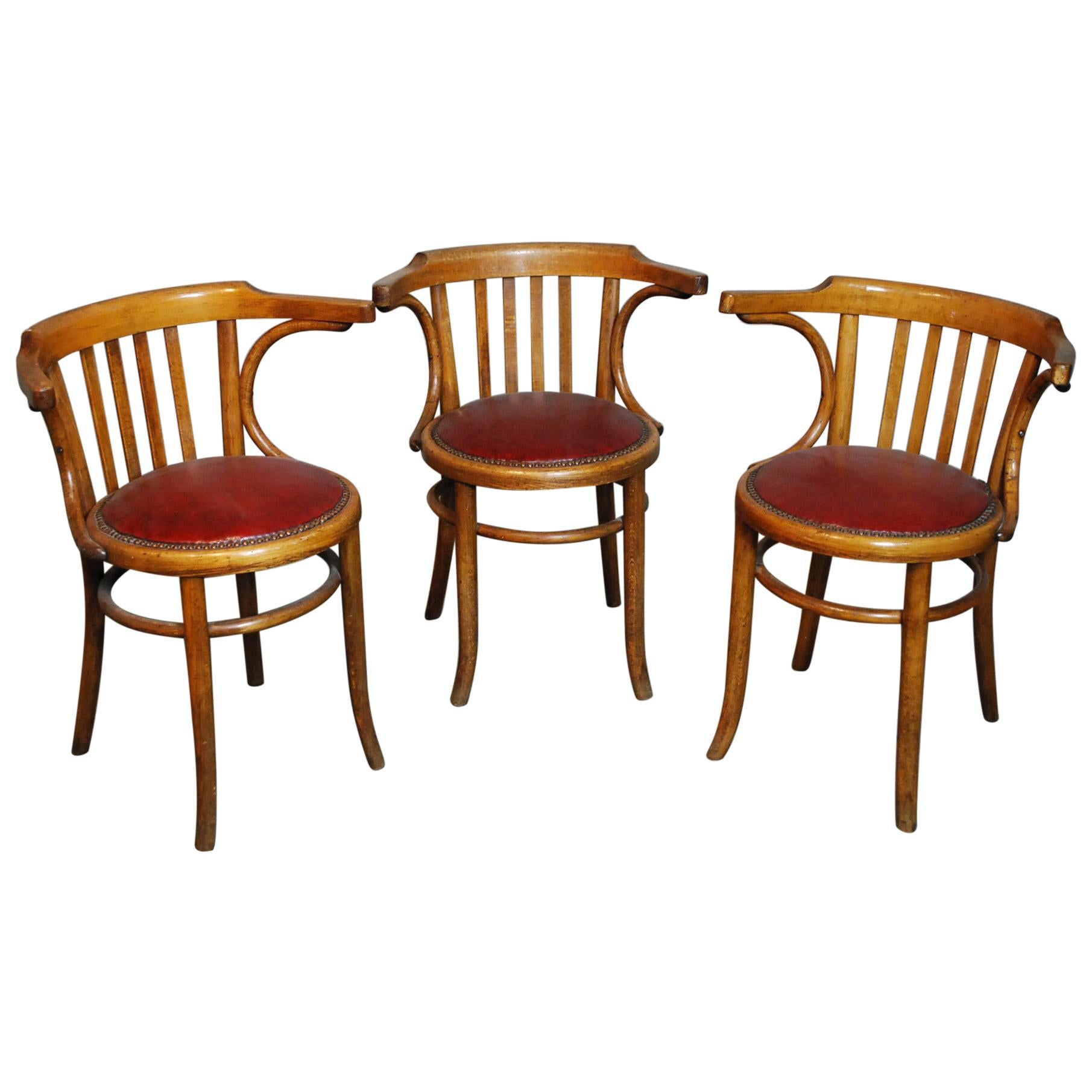 Set of Three 1920 Czechoslovakia Made Thonet Bentwood Chairs