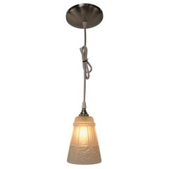 Antique Set of Three 1920s Art Deco Glass Shade Pendant Light #7