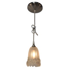 Antique Set of Three 1920s Art Deco Glass Shade Pendant Light