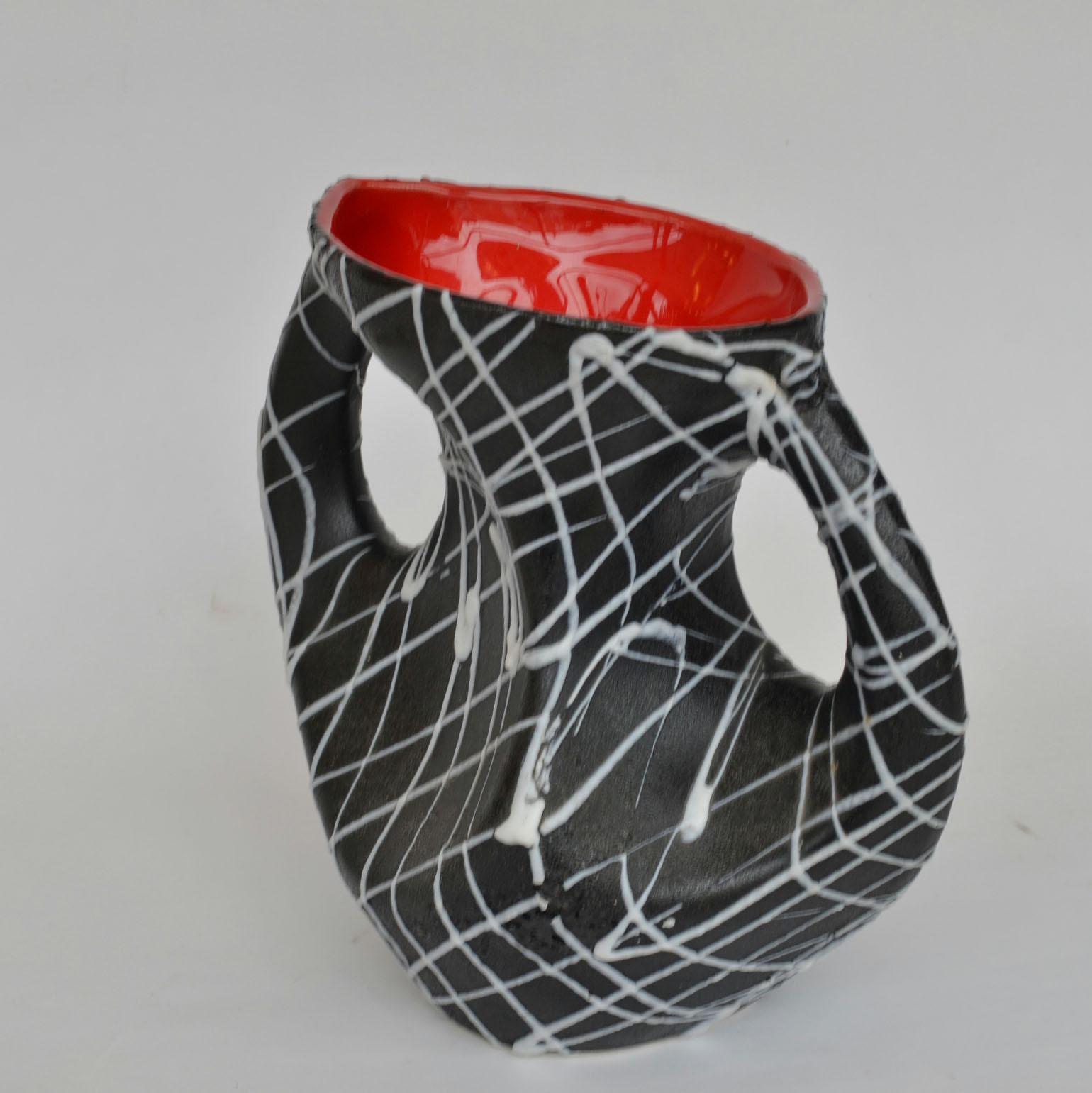 Set of Three Vallauris Ceramic Vases in Black & White For Sale 4