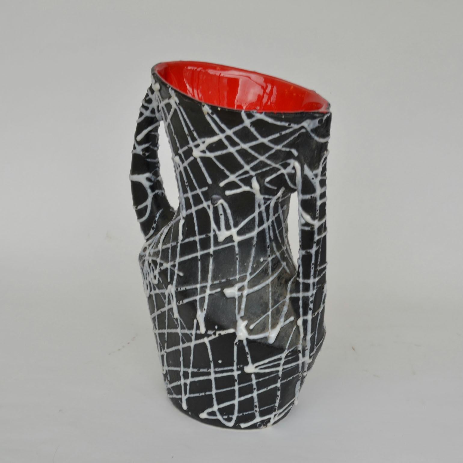 Set of Three Vallauris Ceramic Vases in Black & White For Sale 6