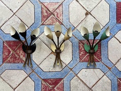 Set of Three 1950s Italian Wall Sconces Attributed to Stilnovo