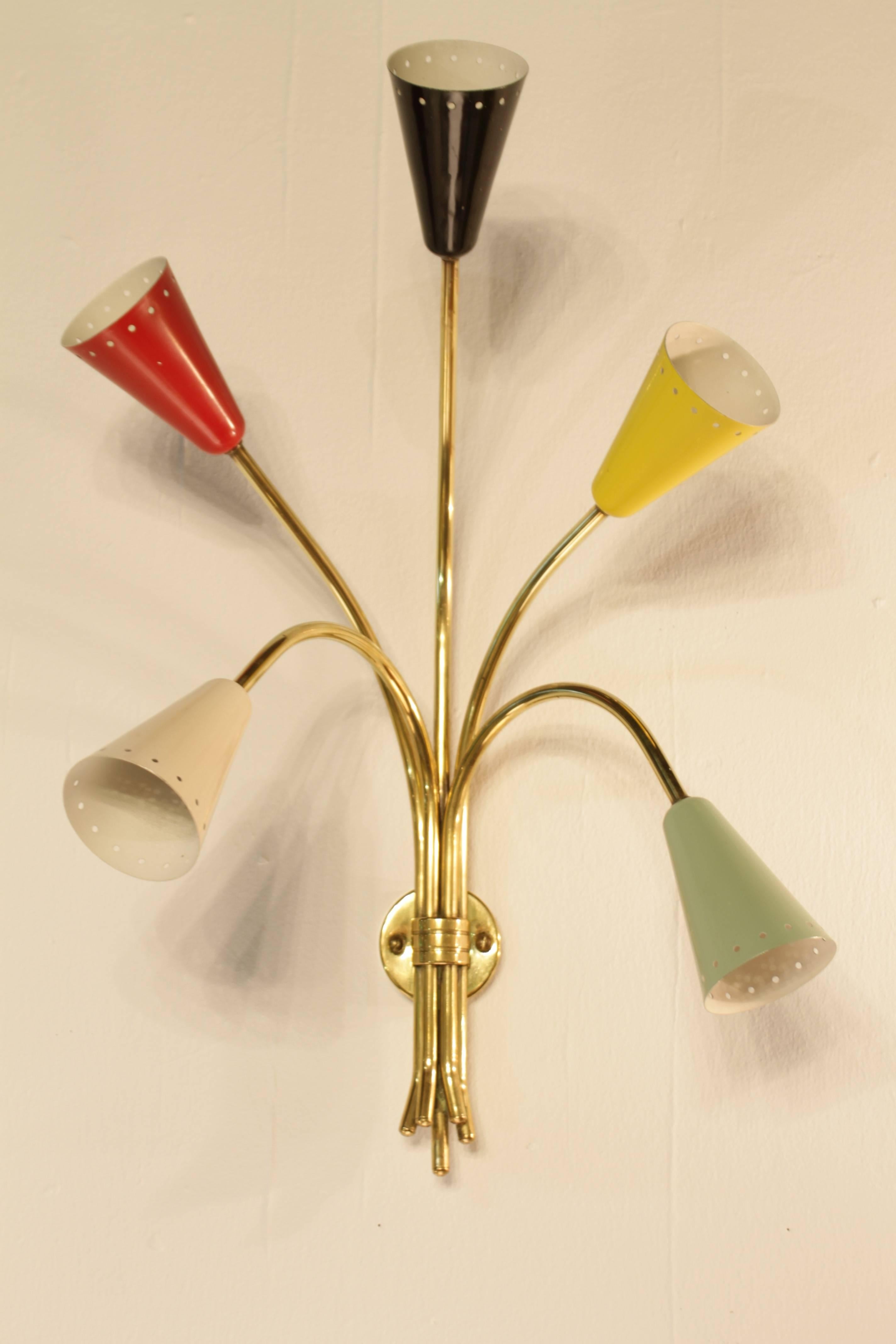 Italian Set of Three 1950s Wall Lamps