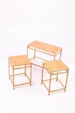 Set of Three 1960s Birdseye Maple Side Tables with Minimalist Mid-Century Modern