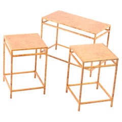 Set of Three 1960s Birdseye Maple Side Tables with Minimalist Mid-Century Modern