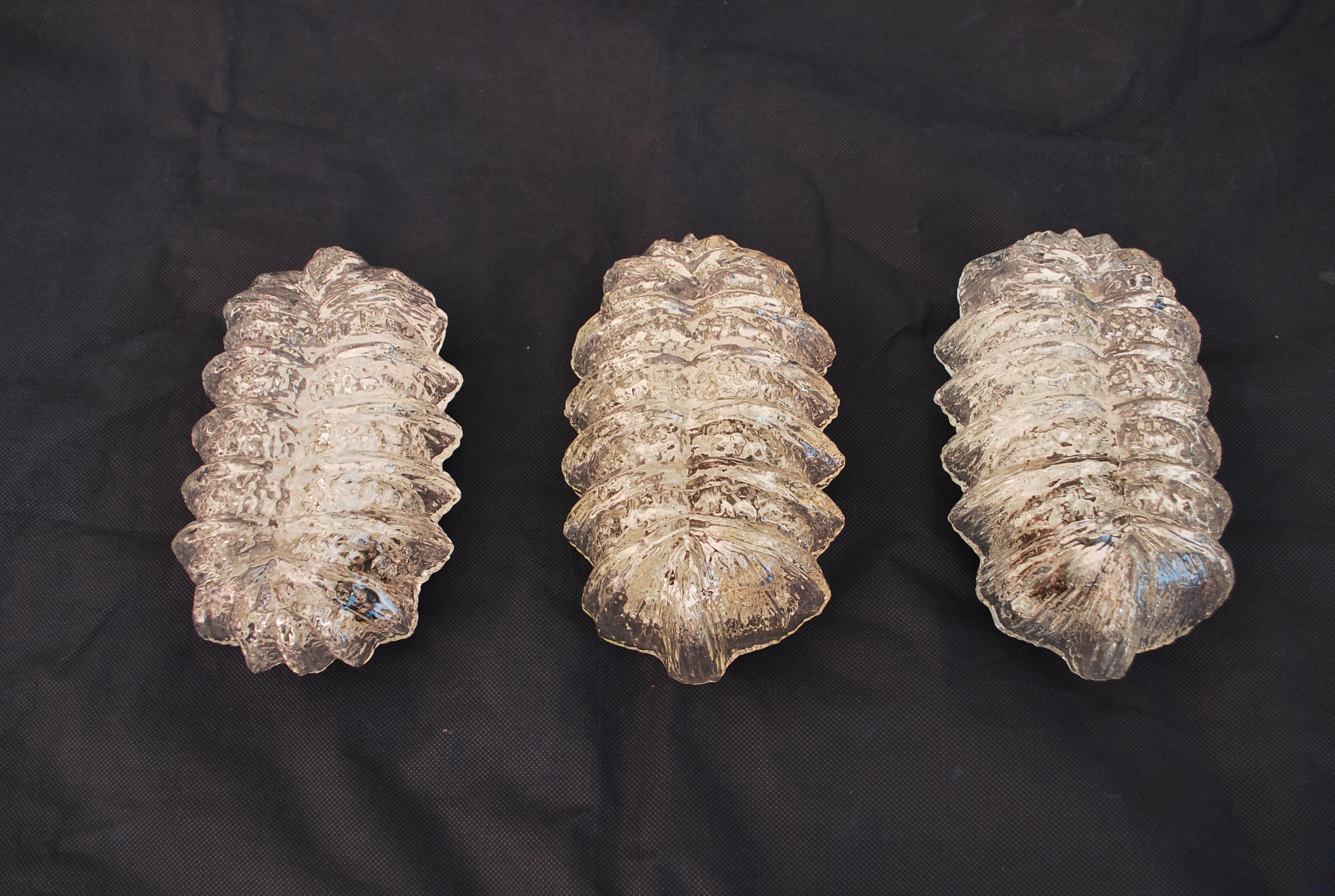 Set of three 1960's French sconces/flush lights In Good Condition For Sale In Los Angeles, CA