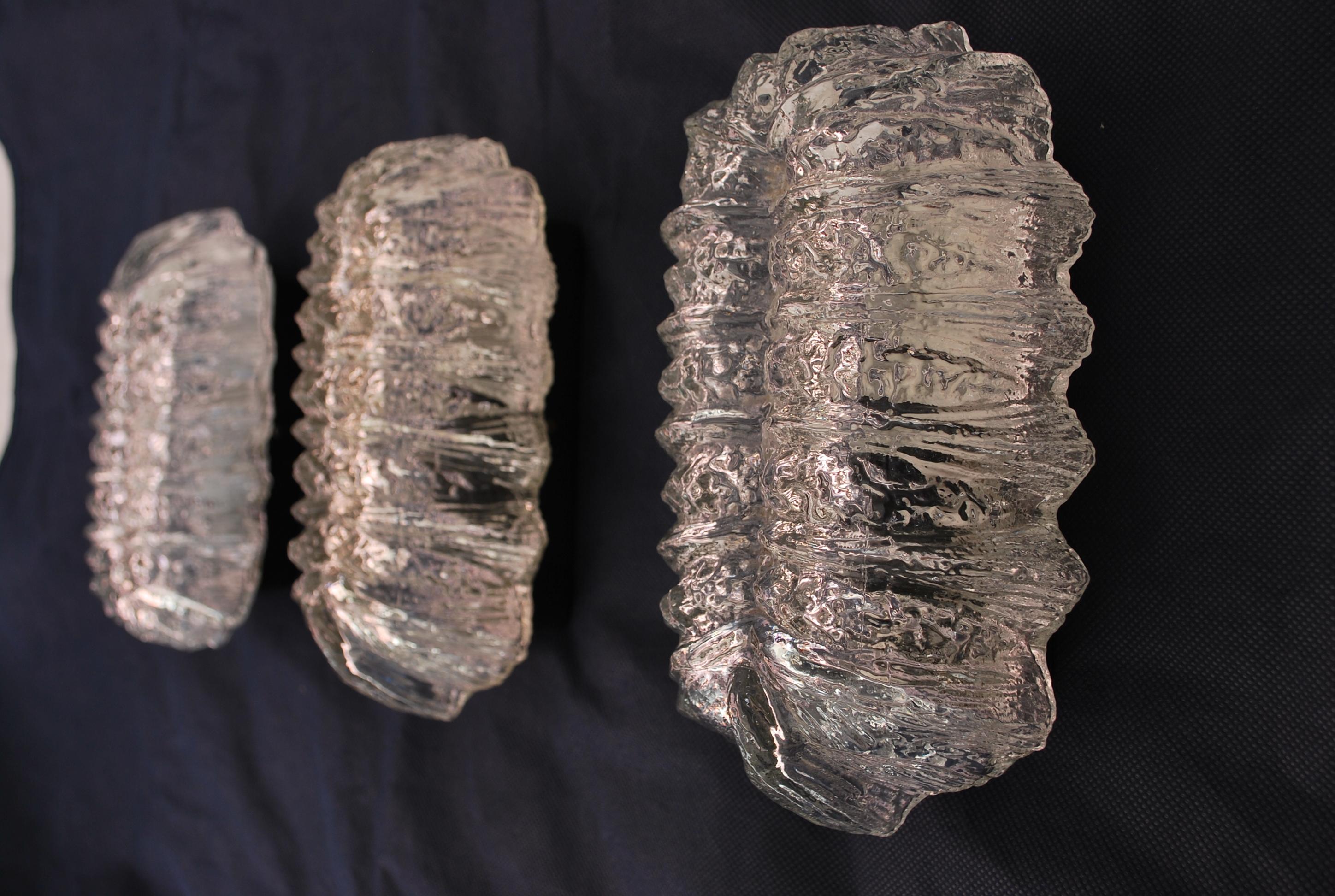 Mid-20th Century Set of three 1960's French sconces/flush lights For Sale