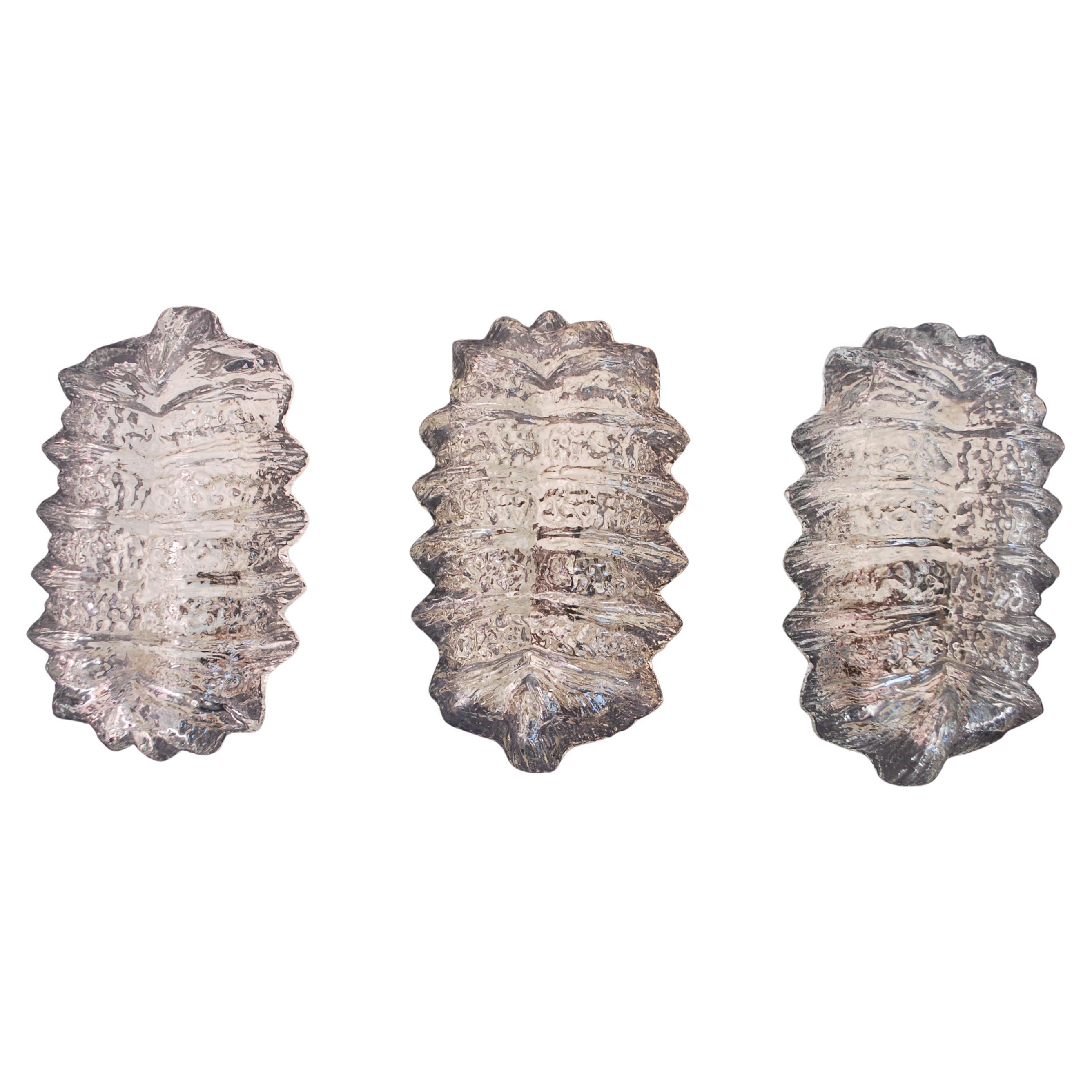 Set of three 1960's French sconces/flush lights For Sale
