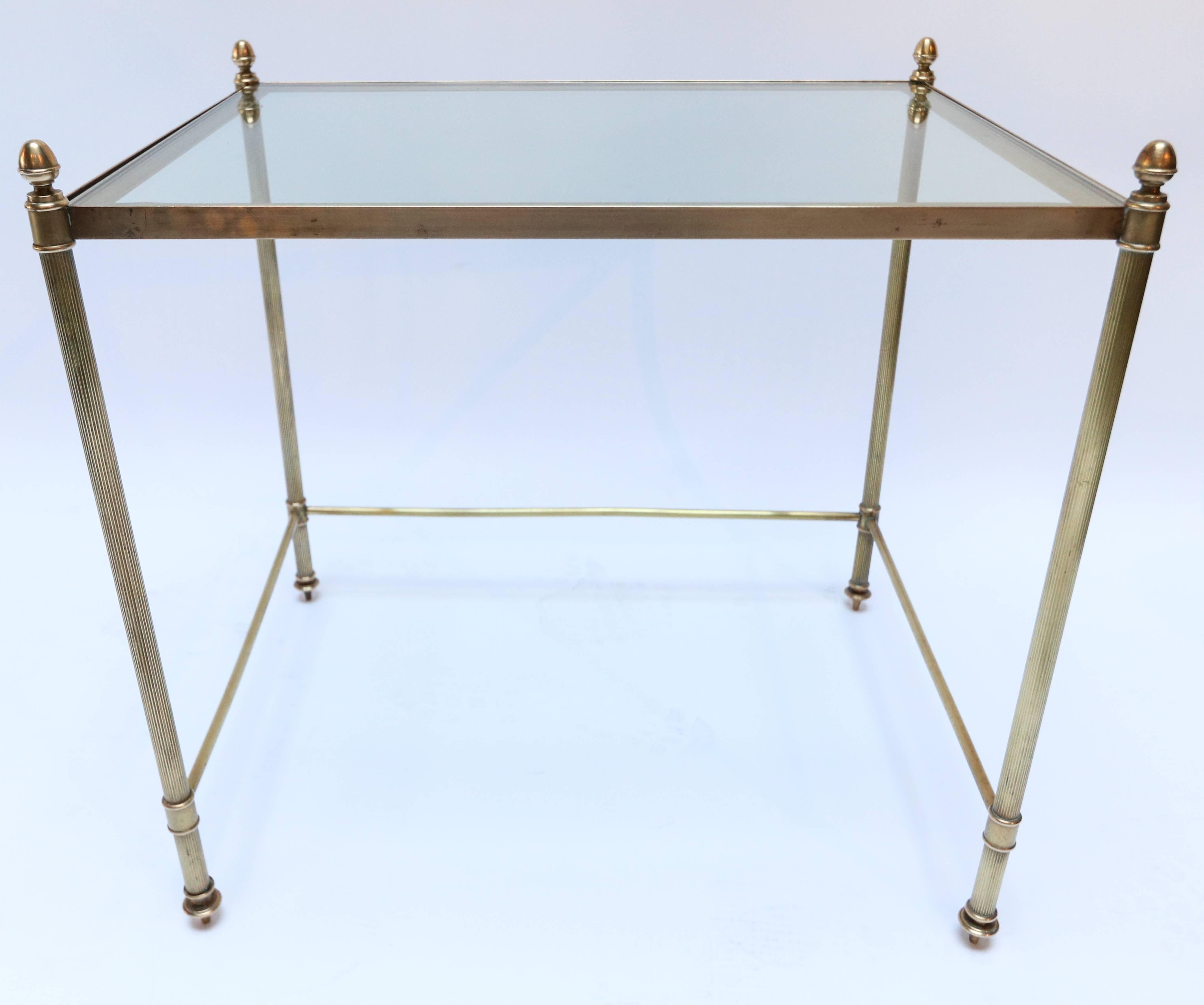 Mid-20th Century Set of Three 1960s Italian Brass Nesting Tables For Sale