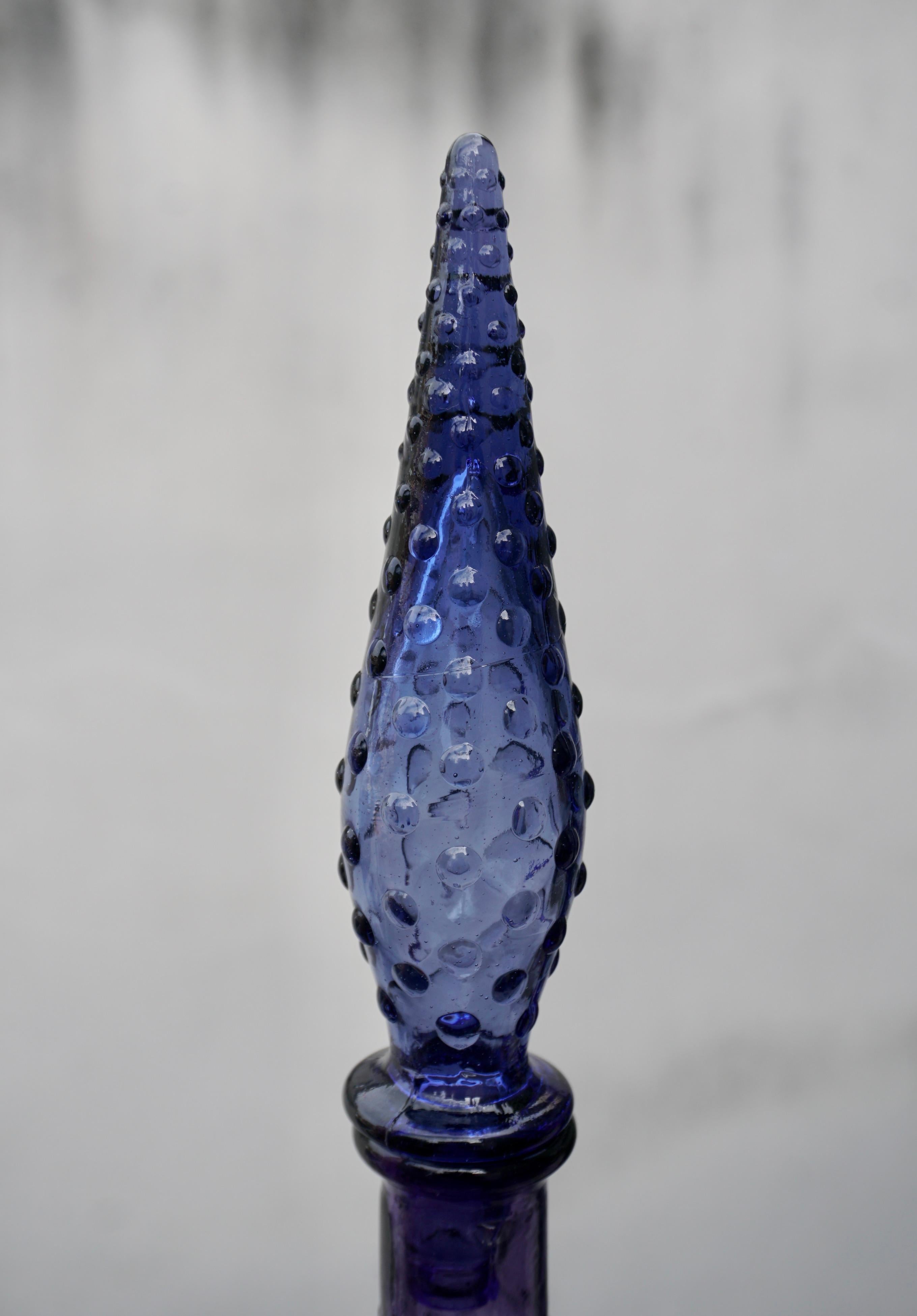 Set of Three 1960s Italian Empoli MCM Glass Decanters Genie Bottles 3
