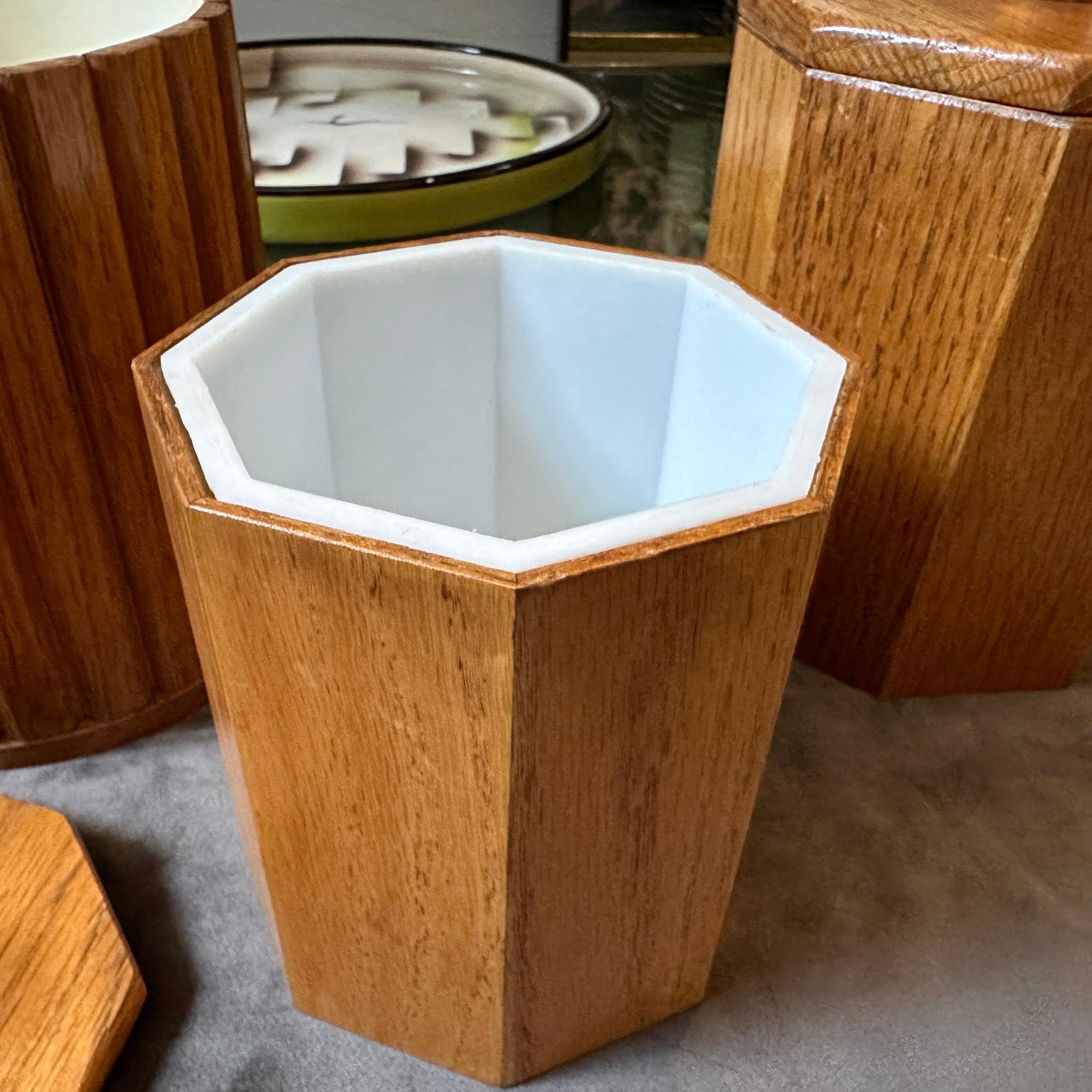 Set of Three 1960s Scandinavian Style Wood and Plastic European Ice Buckets (Kunststoff) im Angebot