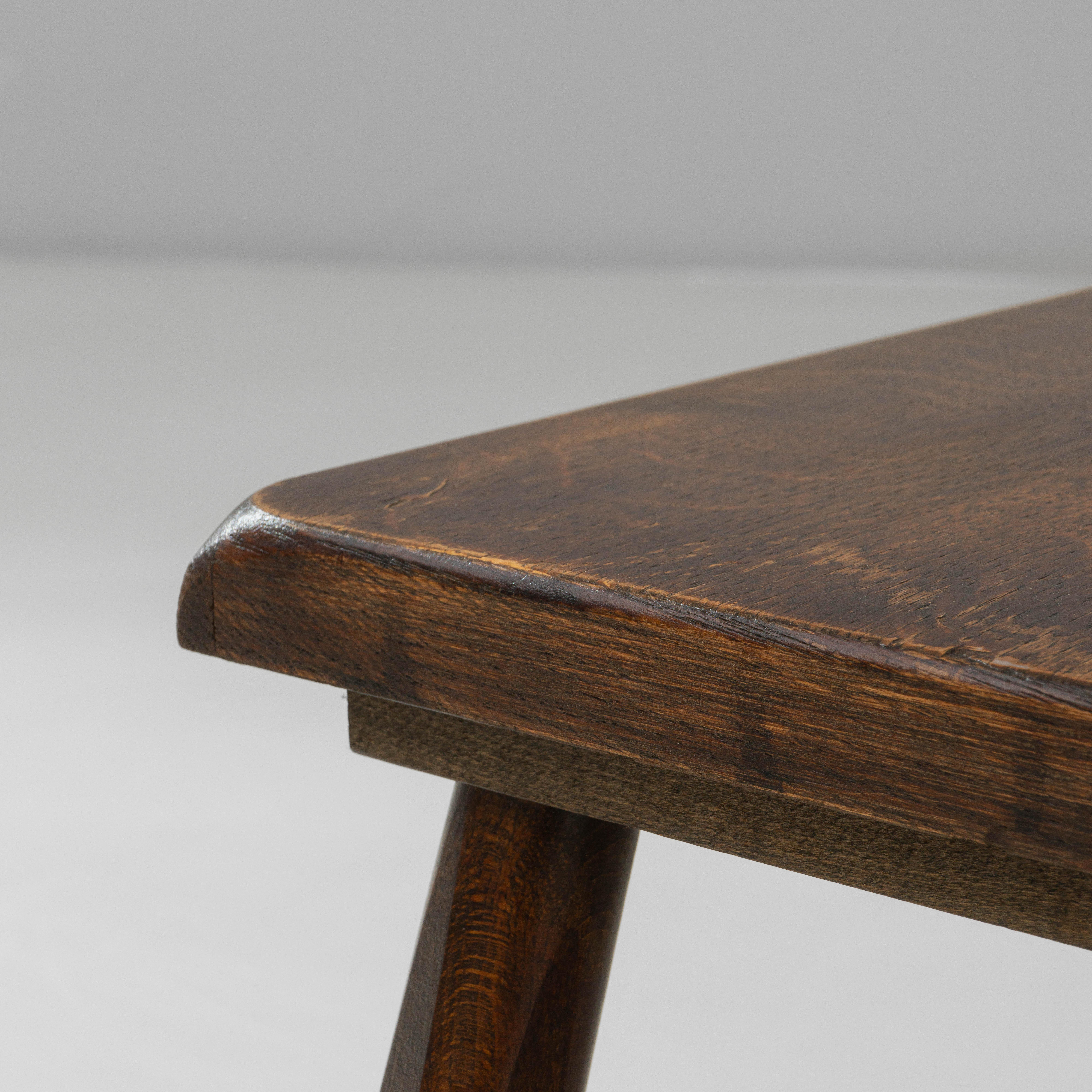 Set of Three 1970s French Brutalist Wooden Nesting Tables In Original Patina For Sale 6