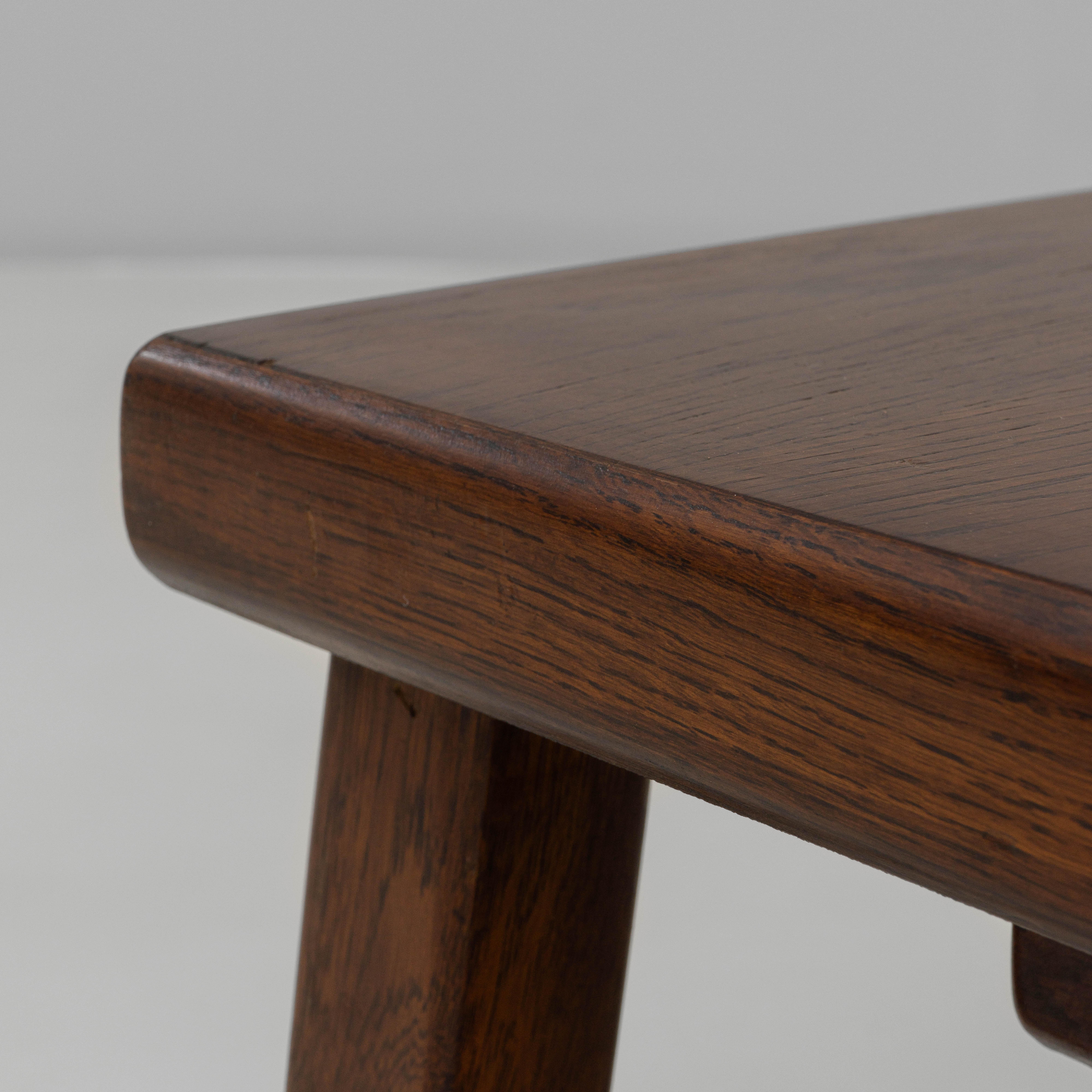 Set of Three 1970s French Brutalist Wooden Nesting Tables In Original Patina For Sale 6