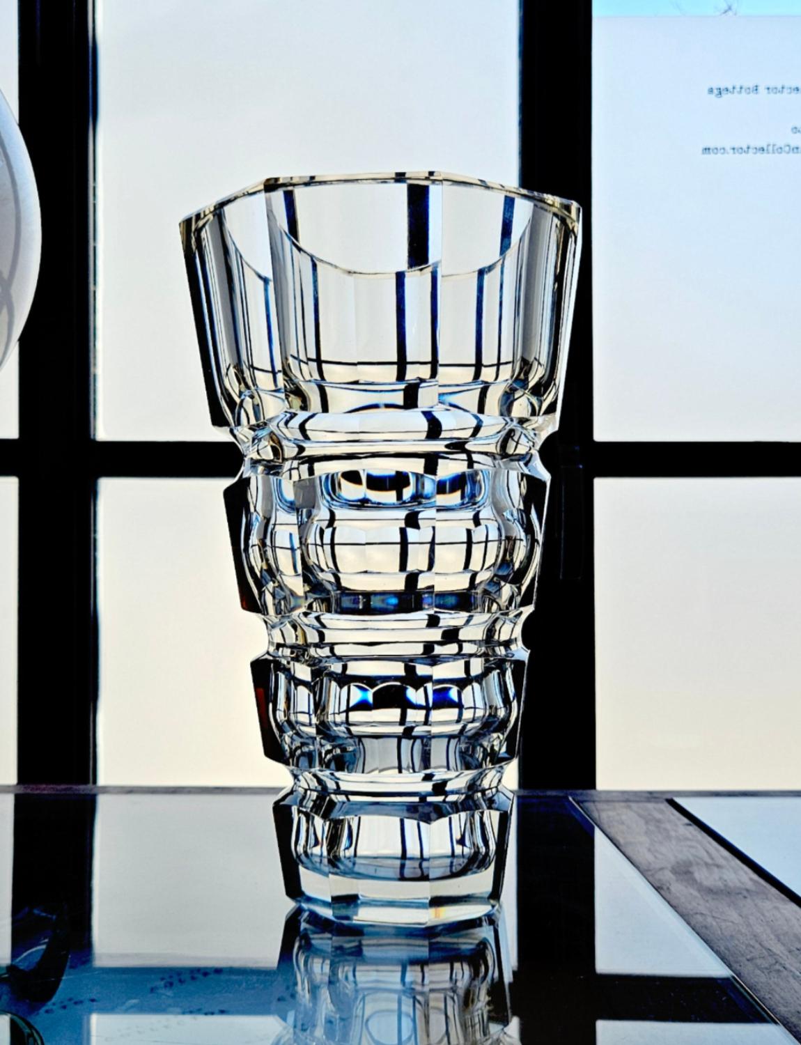 Late 20th Century Set of Three 1970s Heavy Crystal Vases For Sale