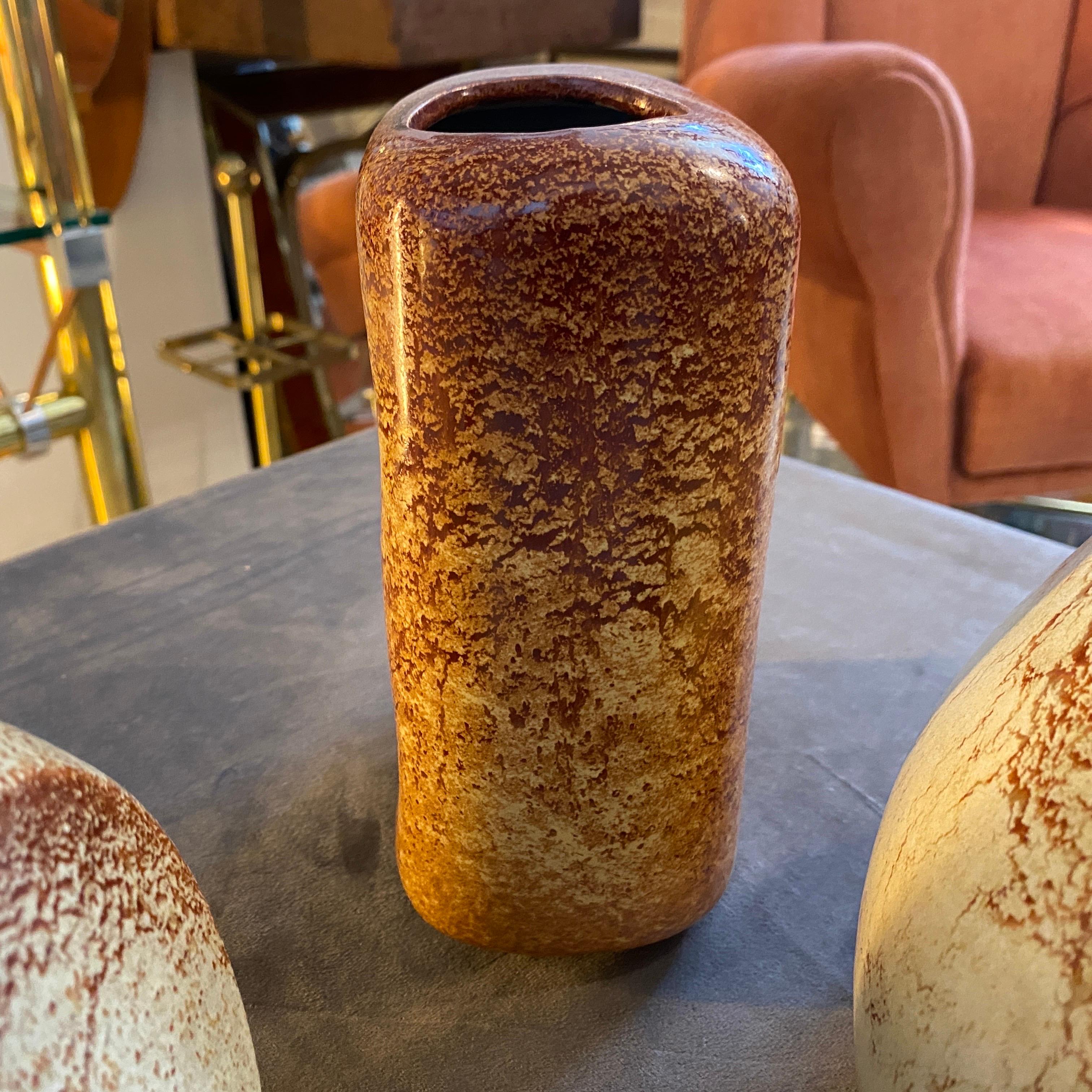 Set of Three 1970s Mid-Century Modern Ceramic Italian Vases by Bertoncello 1
