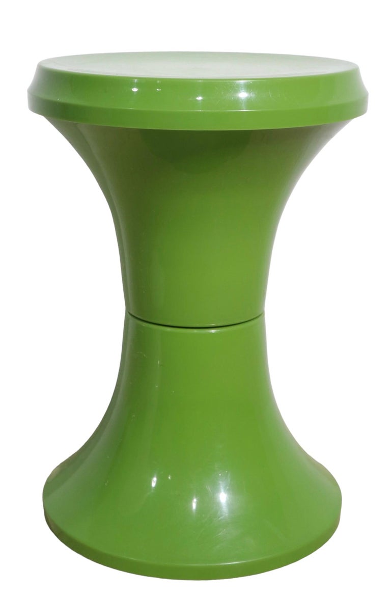 Set of Three 1970's Plastic Stools, Pedestals, Tables For Sale at 1stDibs