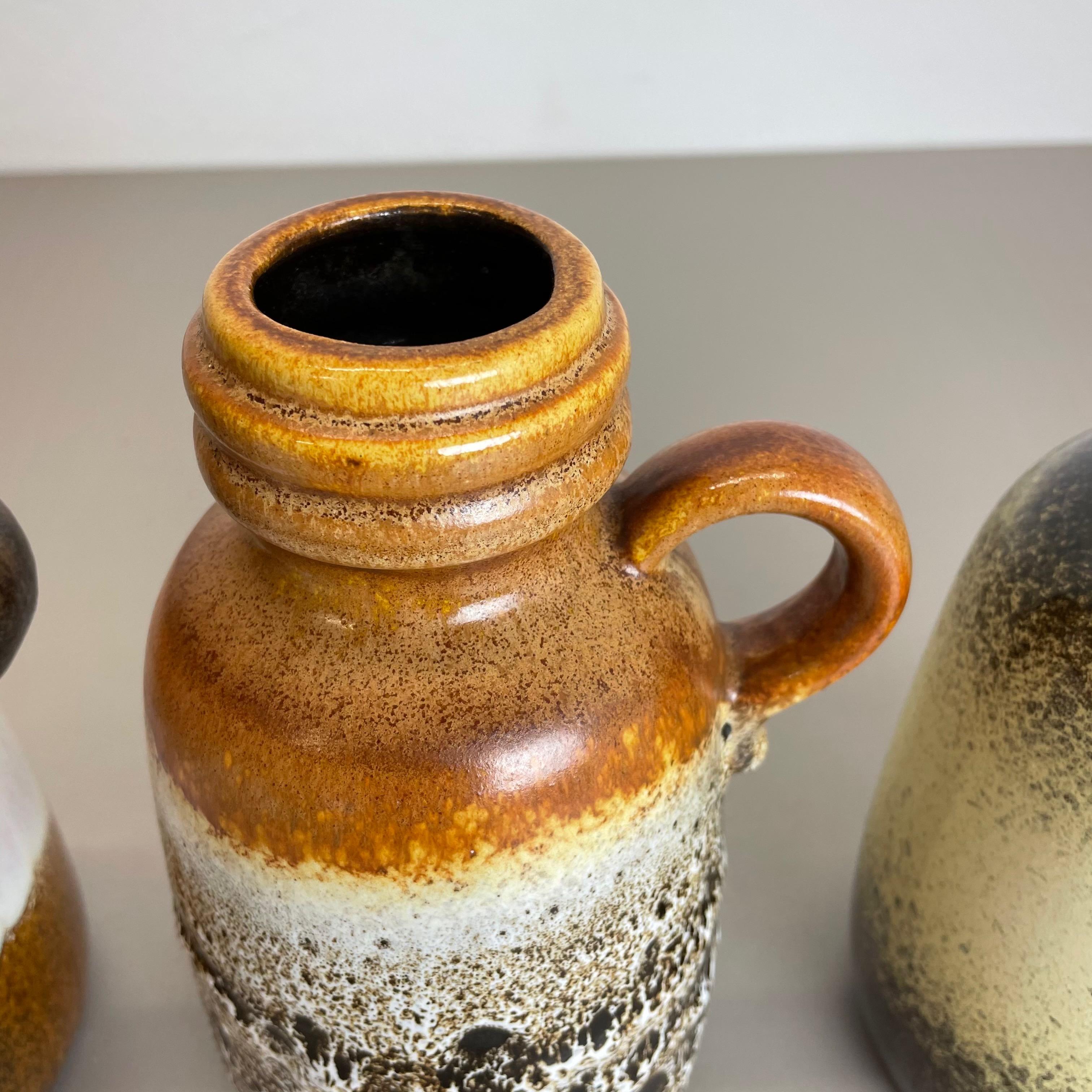 Set von drei 1970er Keramik-Vasen „413-20“ „Flat Lava“ von Scheurich, Deutschland im Angebot 4