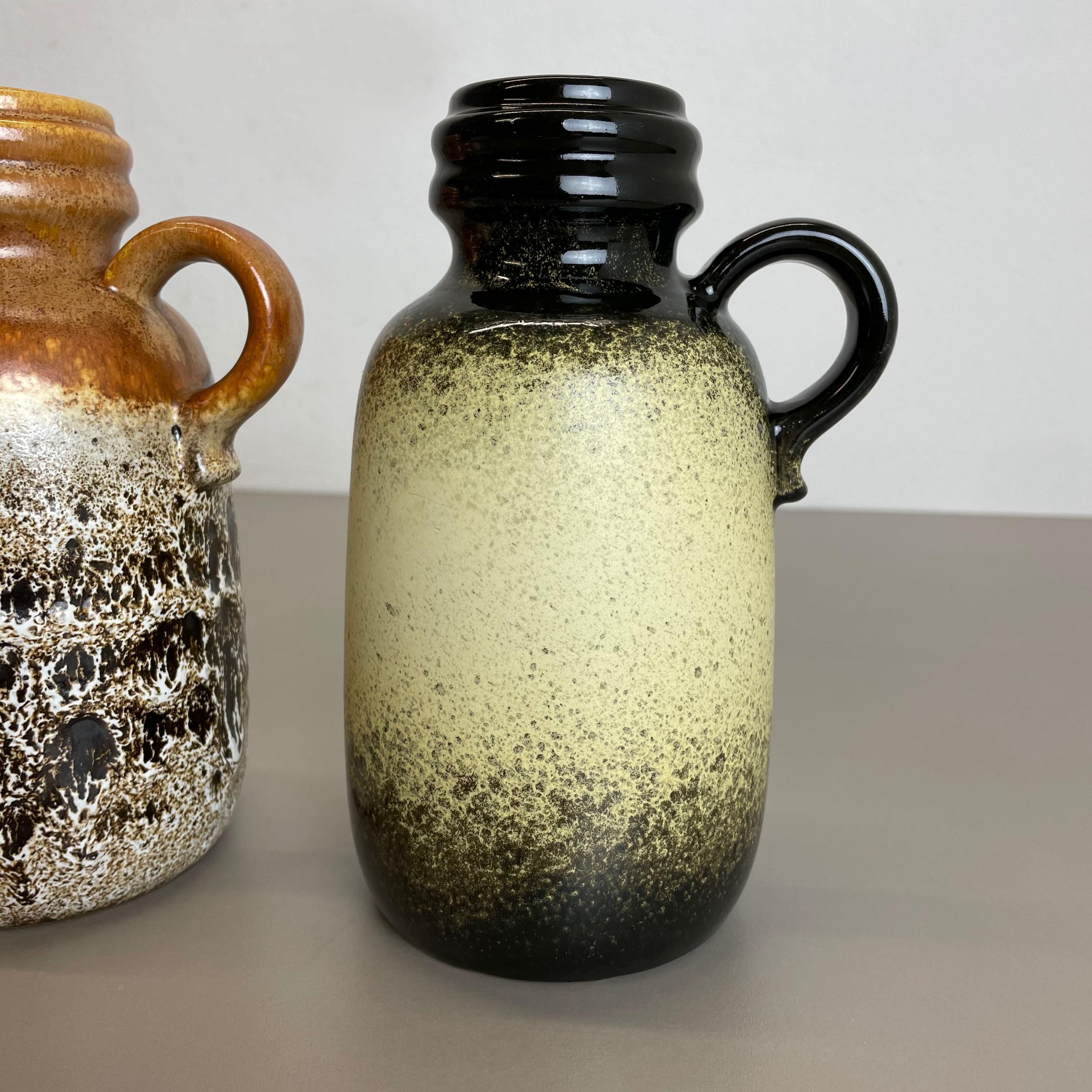 Set von drei 1970er Keramik-Vasen „413-20“ „Flat Lava“ von Scheurich, Deutschland im Angebot 5