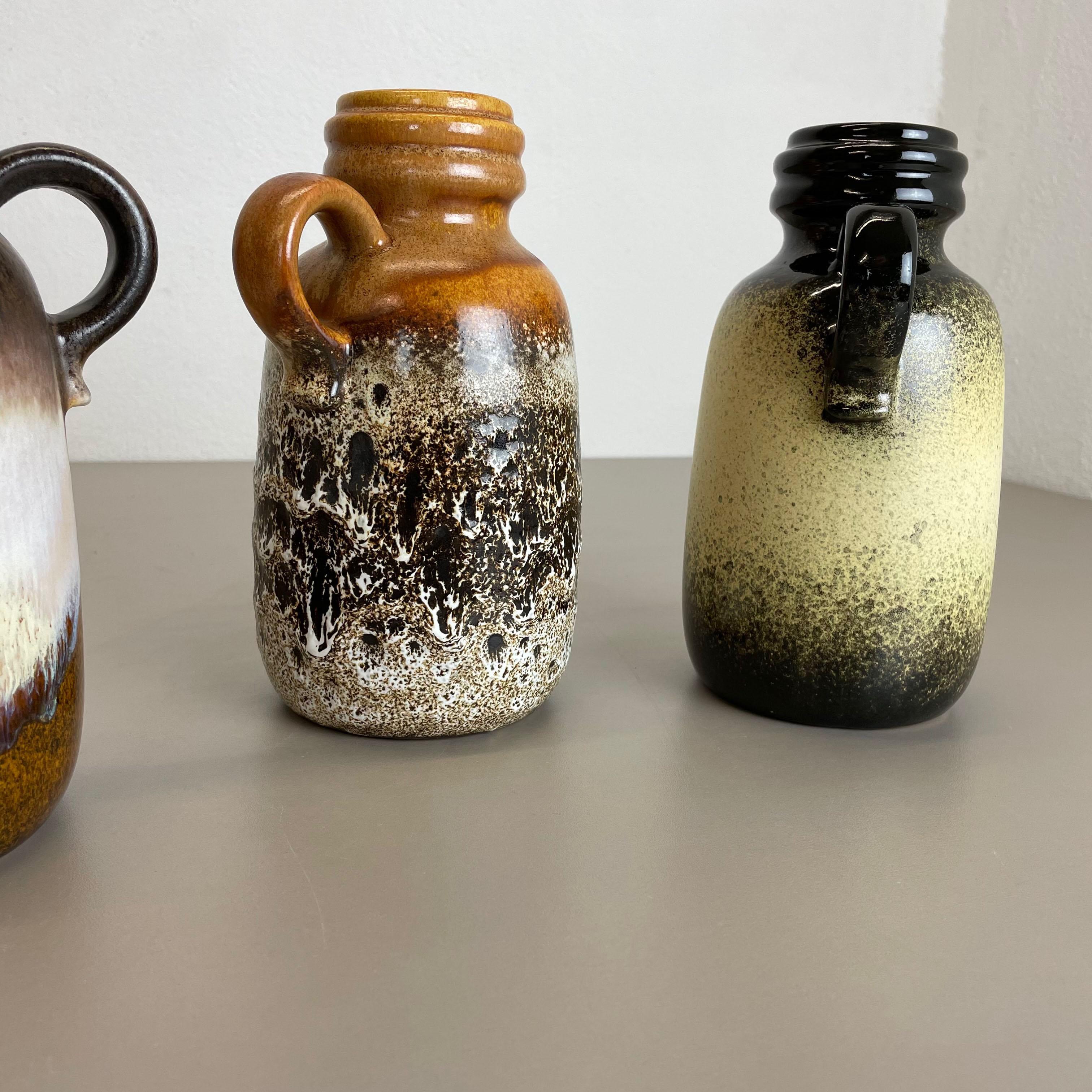 Set von drei 1970er Keramik-Vasen „413-20“ „Flat Lava“ von Scheurich, Deutschland im Angebot 7