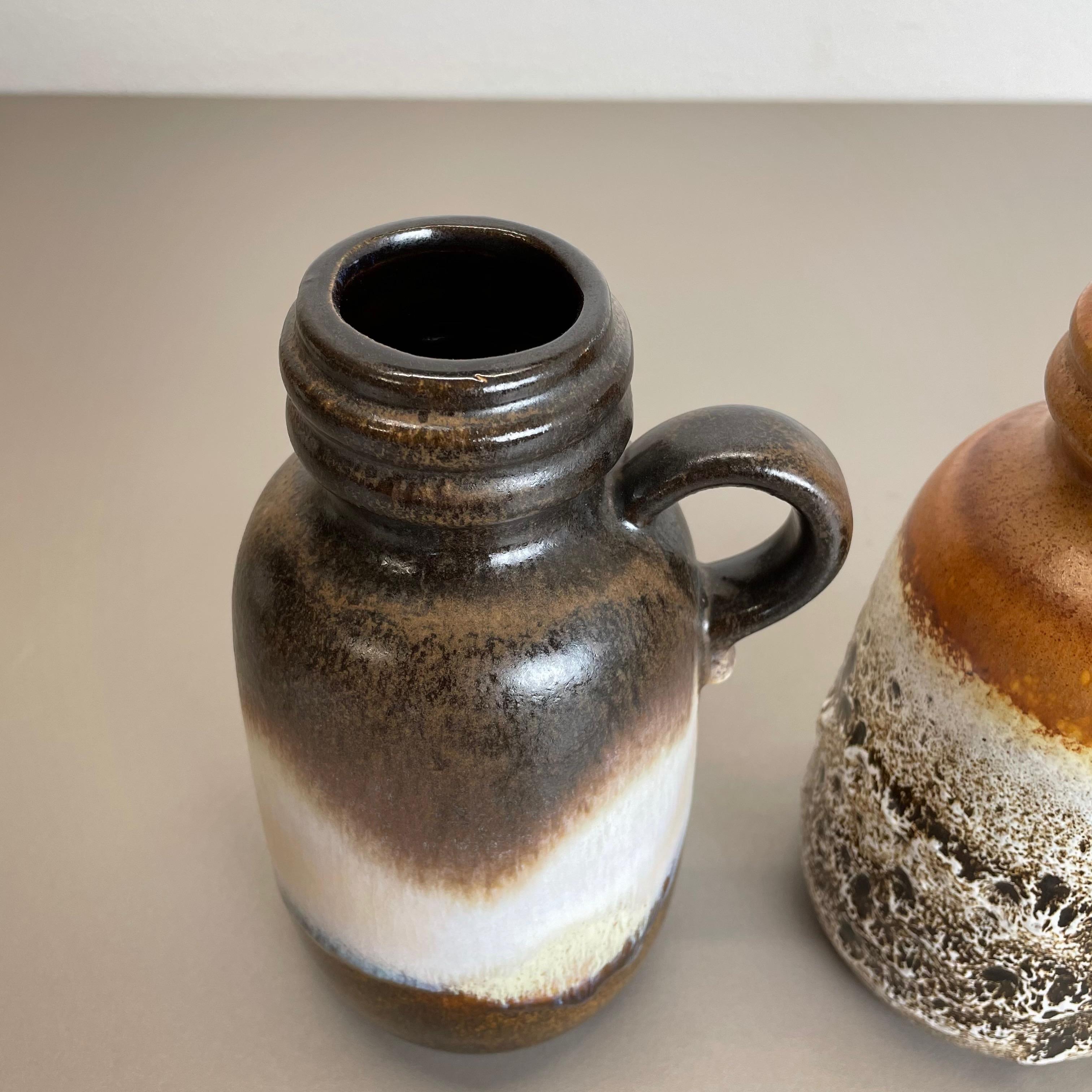 Set von drei 1970er Keramik-Vasen „413-20“ „Flat Lava“ von Scheurich, Deutschland im Angebot 1