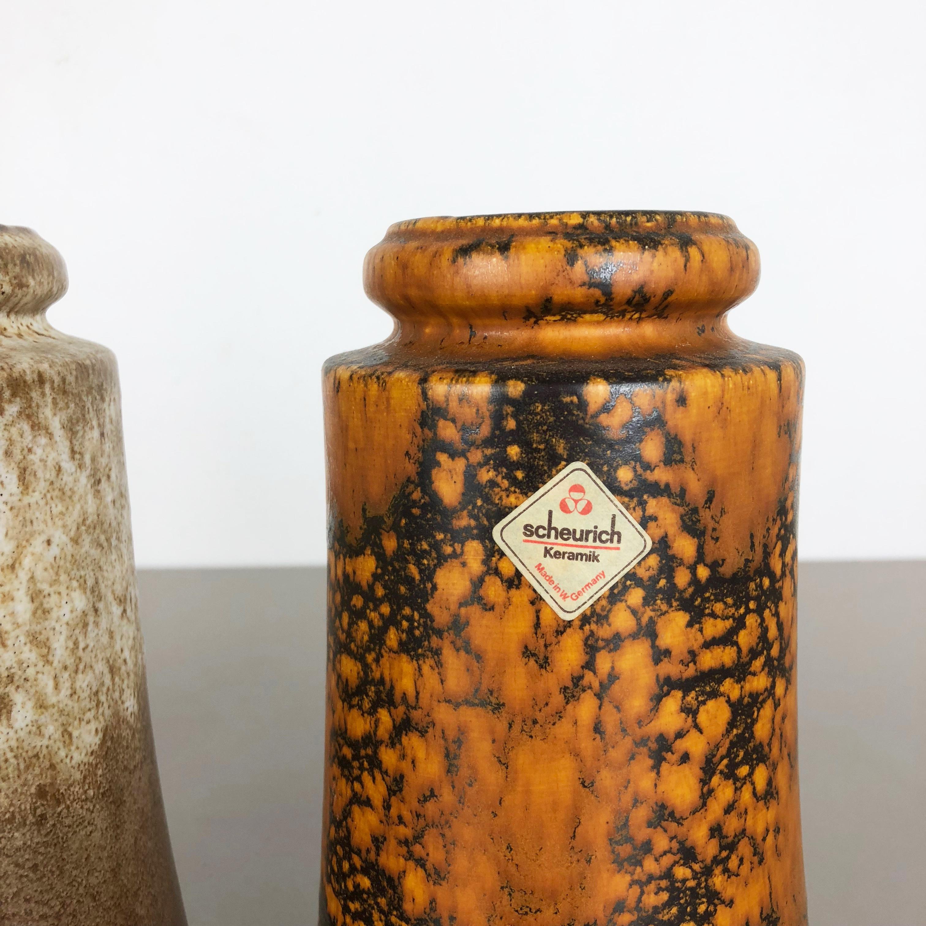 Set of Three 1970s Pottery Fat Lava 