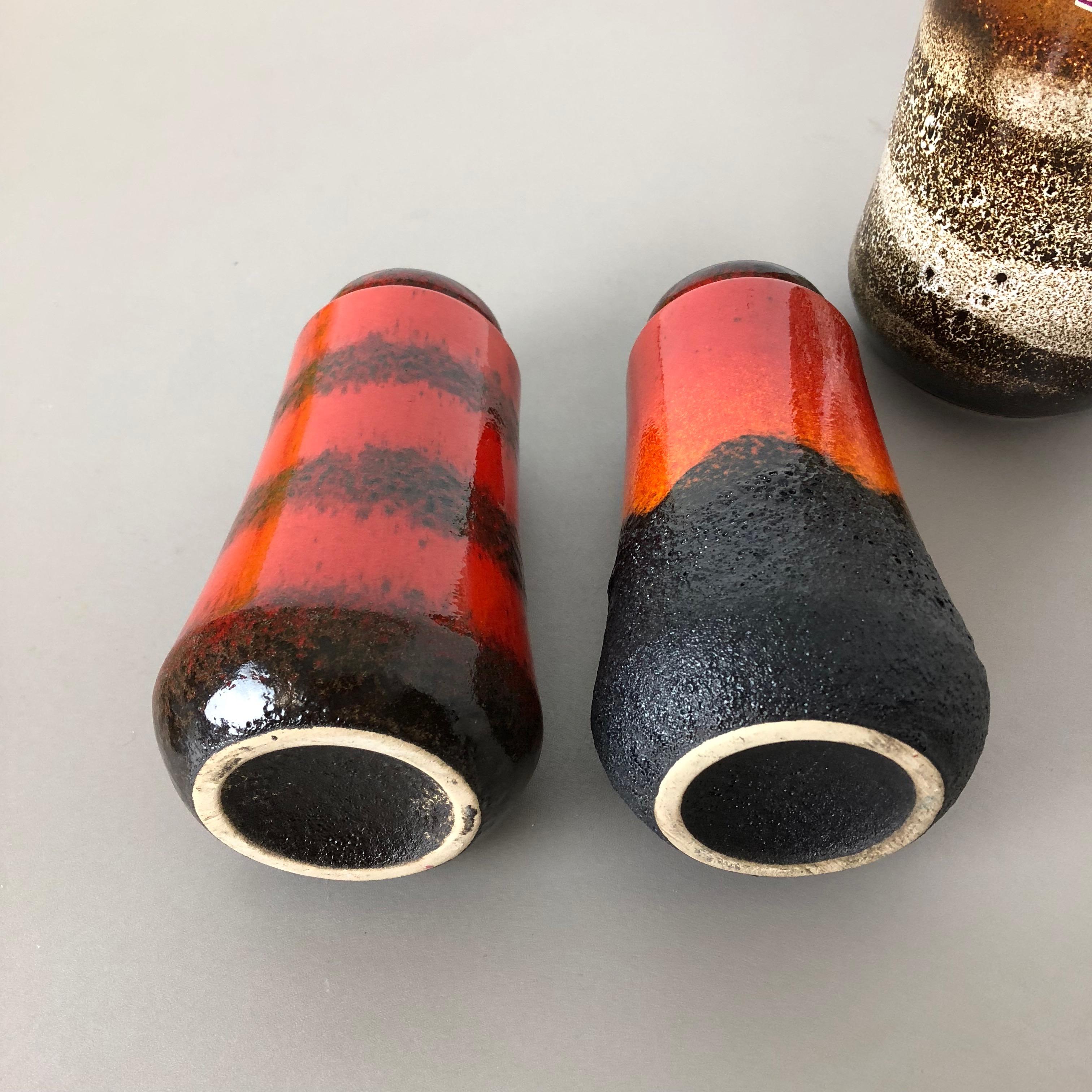 Set of Three 1970s Pottery Fat Lava 