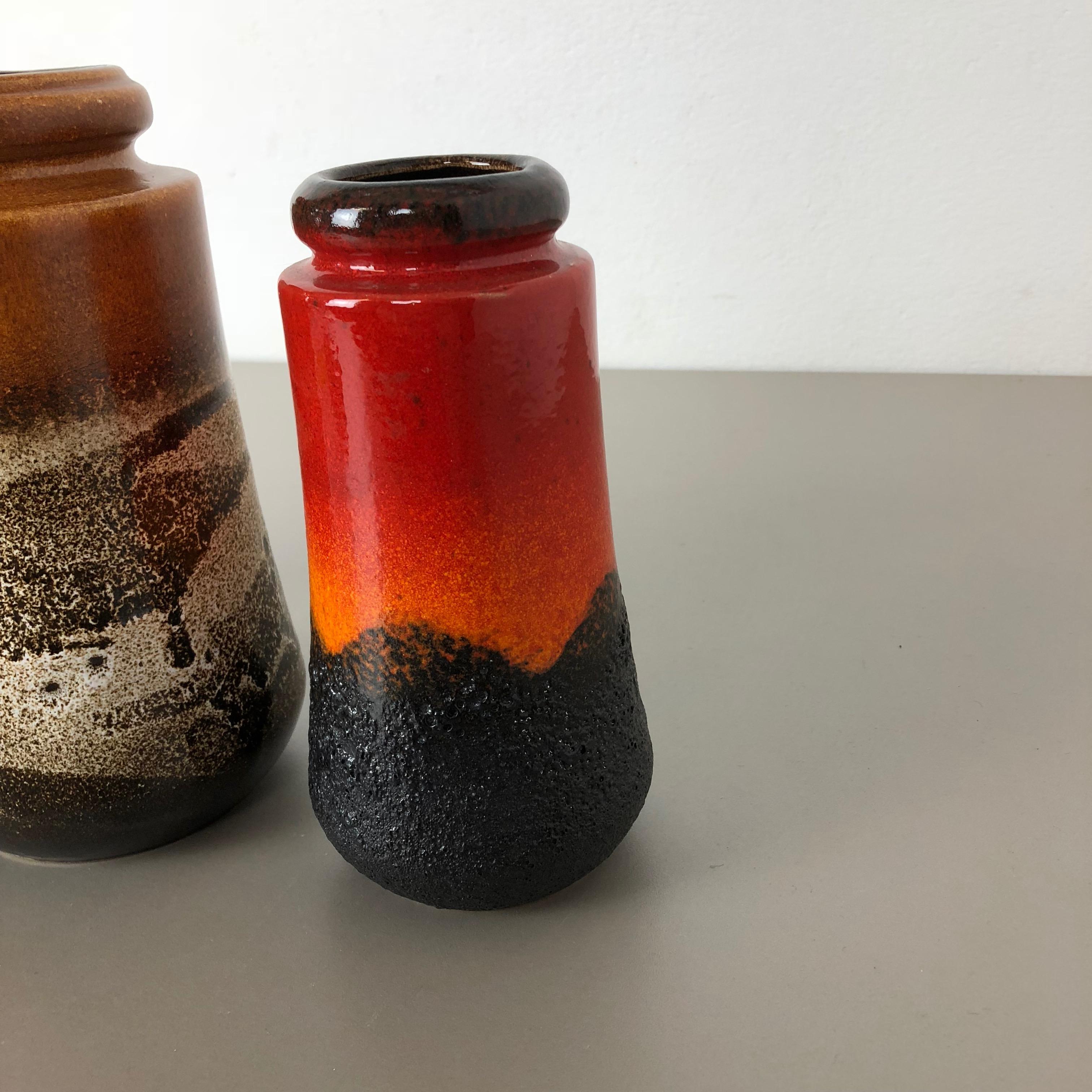 Set of Three 1970s Pottery Fat Lava 