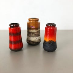 Set of Three 1970s Pottery Fat Lava "549" Vases Made by Scheurich, Germany