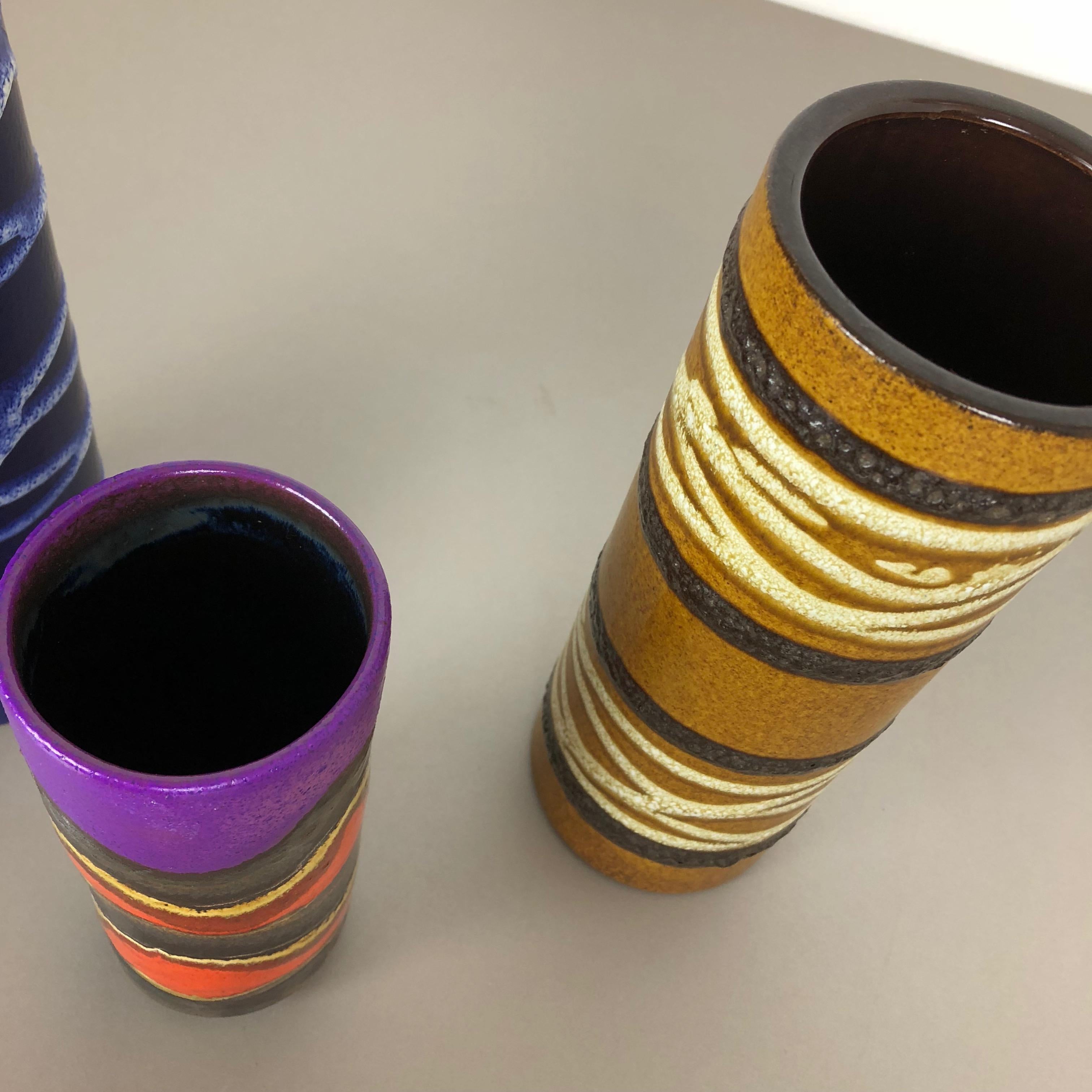 Set of Three 1970s Pottery Fat Lava 