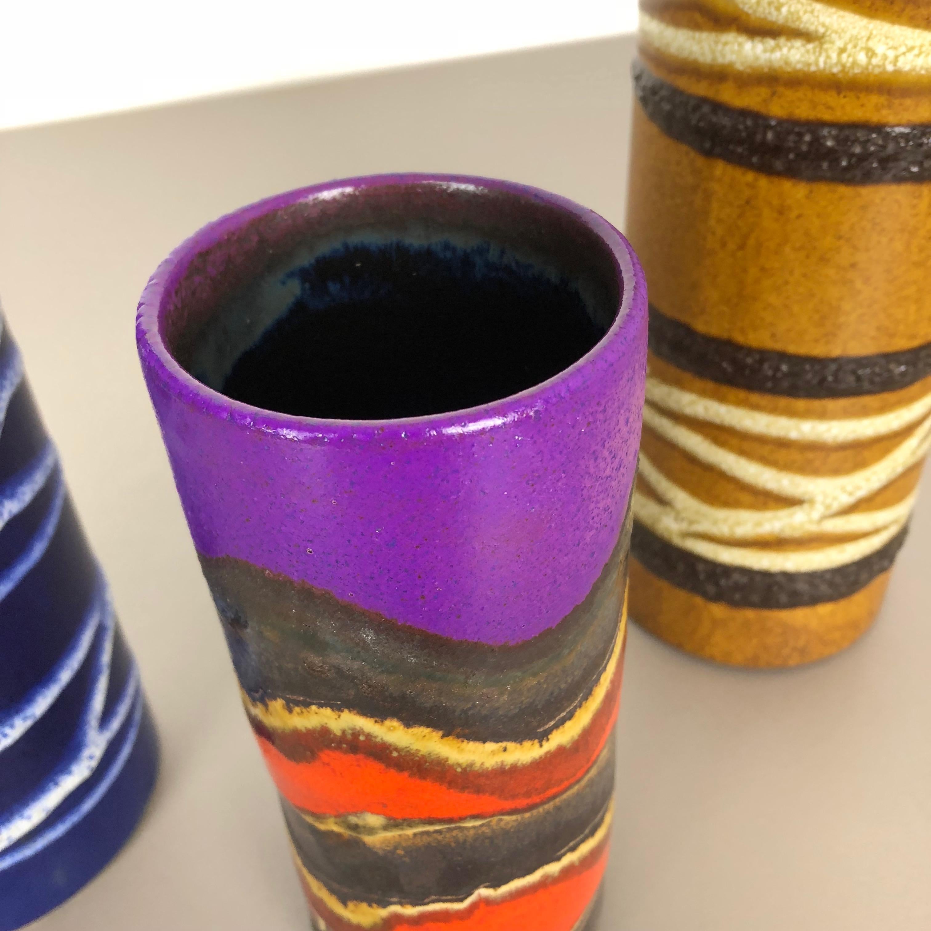 Ceramic Set of Three 1970s Pottery Fat Lava 